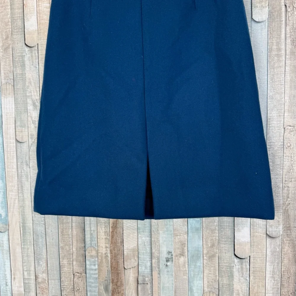 J Crew 2P Teal Wool Knee Length Pencil Skirt Front Slit Fitted Career‎ Work